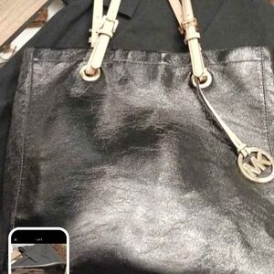 Michael Kors Black and Beige Leather Tote